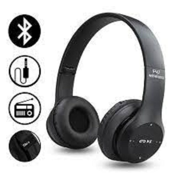 P47 Wireless headphones with Microphone Bluetooth Foldable Headset Support FM Radio TF for PC ,TV Smart Phones & Tablets etc.