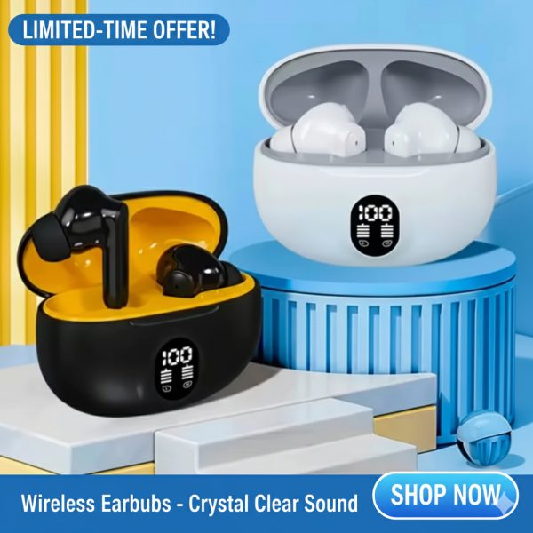 TWS Wireless Earbuds with LED Display -ENC Noise Cancellation, HiFi Stereo, Bluetooth ^ 5.3 - Available in Black & White